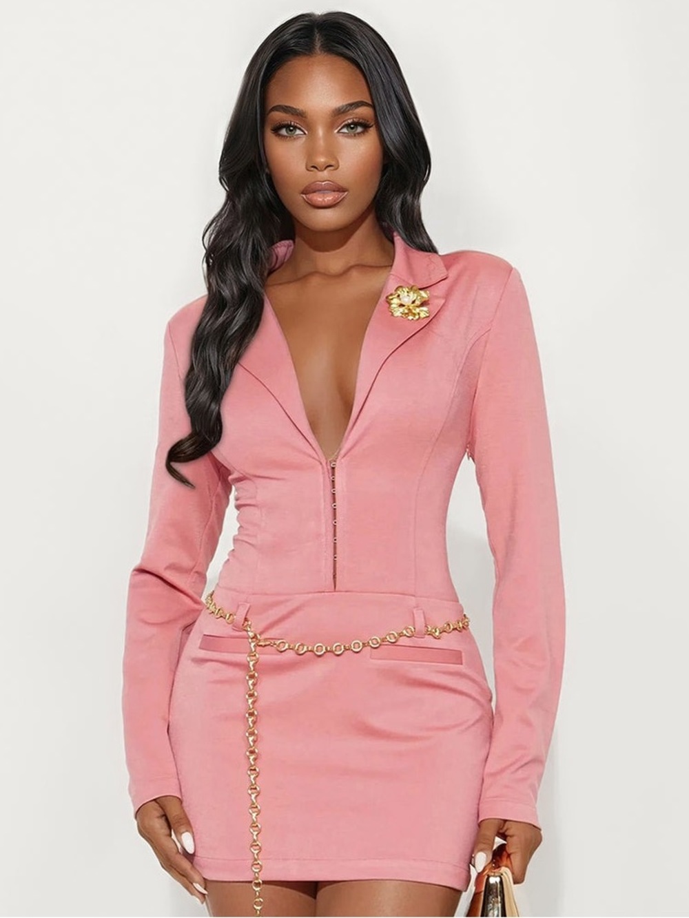 NEW Fashion Nova Long Sleeve Dress - Blush SMALL